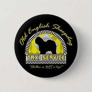 Badge Rond 5 Cm Vieux service anglais de taxi de chien de berger