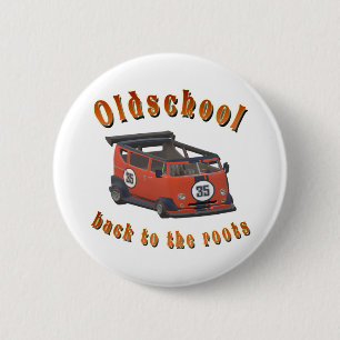 Badge Rond 5 Cm Vieux, vintage car in red