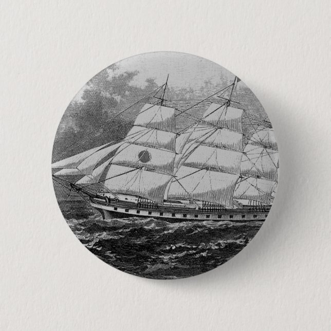 Badge Rond 5 Cm Vieux voilier (Devant)