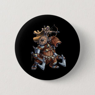 Badge Rond 5 Cm Viking Archer Riding War Bear