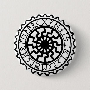 Badge Rond 5 Cm Viking Celtic Sun Rune Calendar