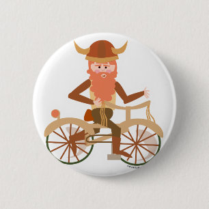 Badge Rond 5 Cm Viking faisant du vélo