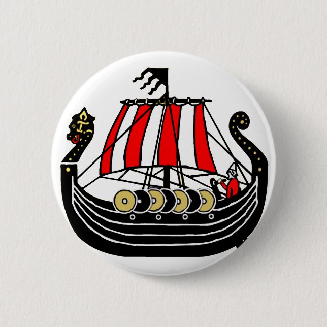 Badge Rond 5 Cm Viking Long Ship pour Vikings (Devant)