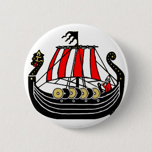 Badge Rond 5 Cm Viking Long Ship pour Vikings