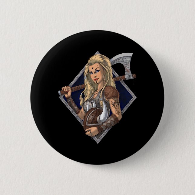 Badge Rond 5 Cm Viking Warrior (Devant)