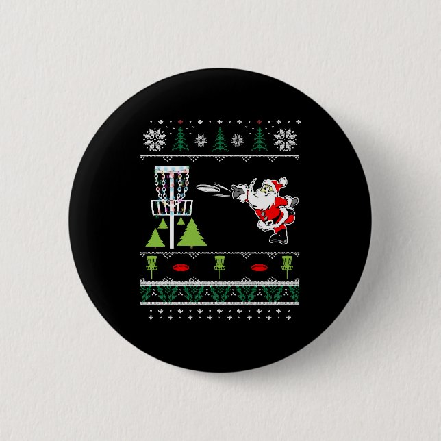 Badge Rond 5 Cm Vilain Disque Golf Père Noël Sweer de Noël Longues (Devant)
