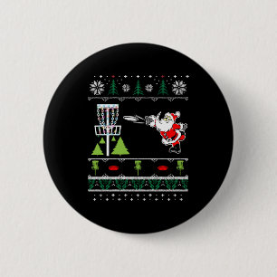 Badge Rond 5 Cm Vilain Disque Golf Père Noël Sweer de Noël Longues