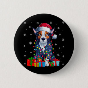 Badge Rond 5 Cm Vilain Noël éclaire Santa Hat Australian Cattle Ch