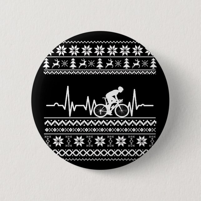 Badge Rond 5 Cm Vilain pull Joyeux Noël à vélo (Devant)