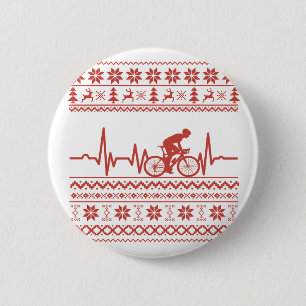 Badge Rond 5 Cm Vilain pull Joyeux Noël à vélo