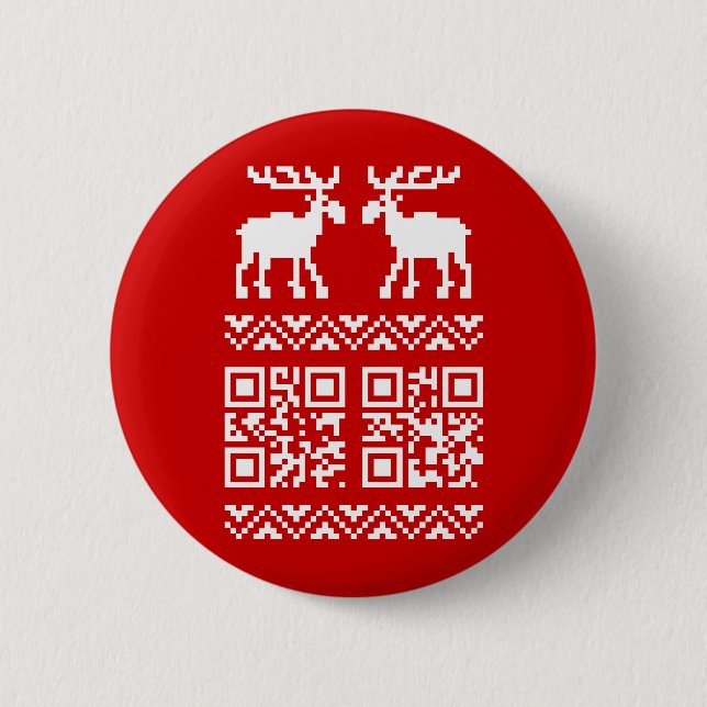 Badge Rond 5 Cm Vilain Sweater QR Code Bonne année! (Devant)