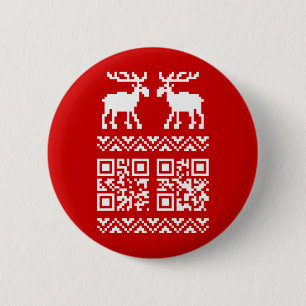Badge Rond 5 Cm Vilain Sweater QR Code Bonne année!