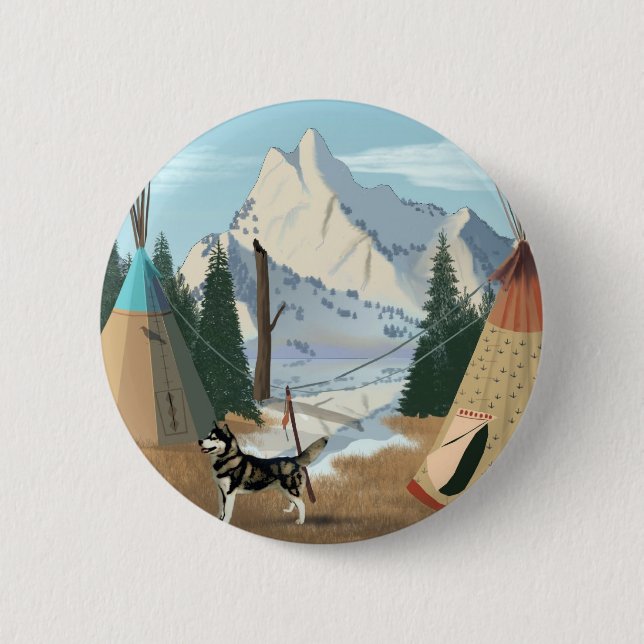 Badge Rond 5 Cm Village cherokee (Devant)