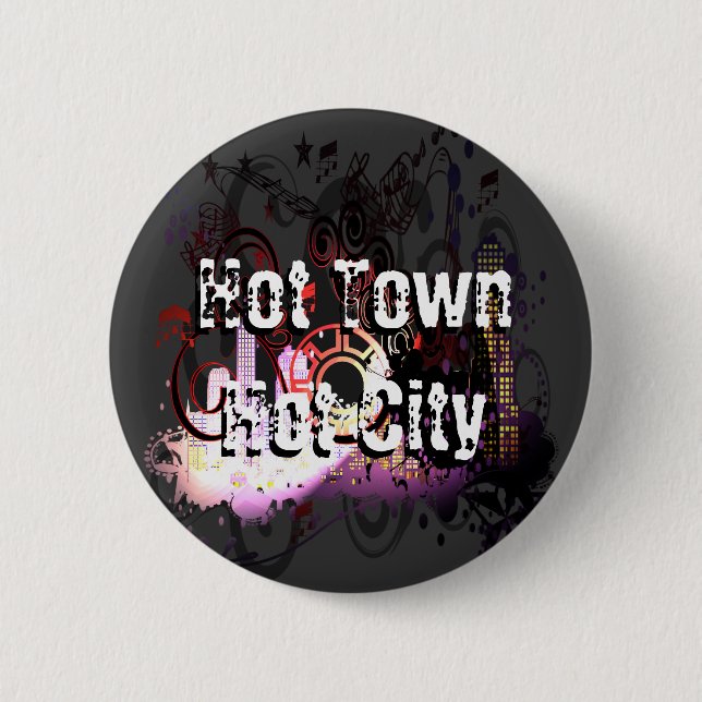 Badge Rond 5 Cm Ville de Grunge (Devant)