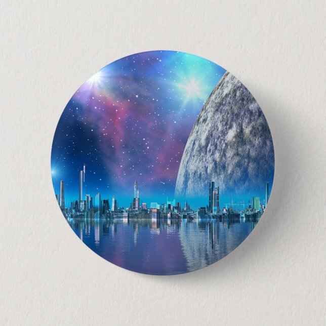 Badge Rond 5 Cm Villes d'îles de cobalt du futurs bouton/insigne (Devant)