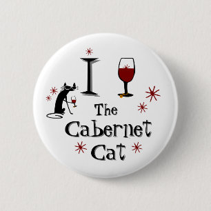 Badge Rond 5 Cm Vin drôle Cabernet Ventilateur de chats