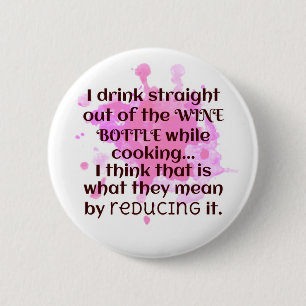 Badge Rond 5 Cm Vin et Cuisine Plaisanterie Cadeau FUNNY Rouge et