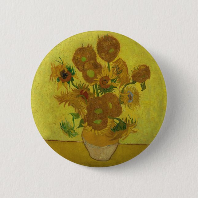 Badge Rond 5 Cm Vincent Van Gogh 15 Peinture de tournesols (Devant)