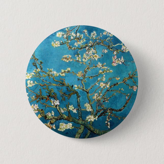 Badge Rond 5 Cm Vincent van Gogh, Arbre aux amandes en fleurs (Devant)