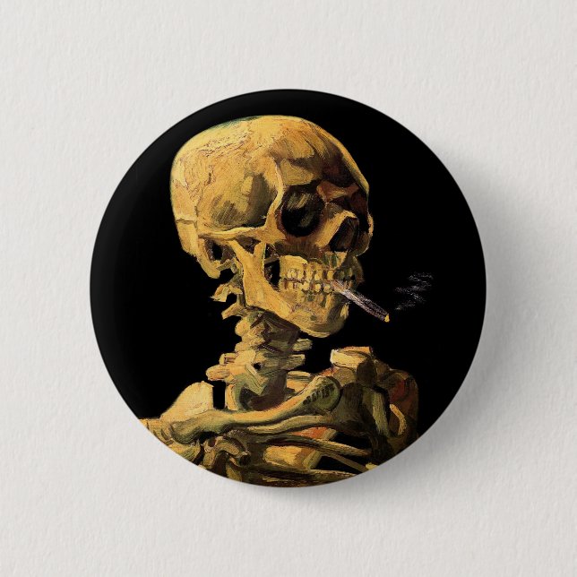 Badge Rond 5 Cm Vincent van Gogh - crâne avec la cigarette (Devant)