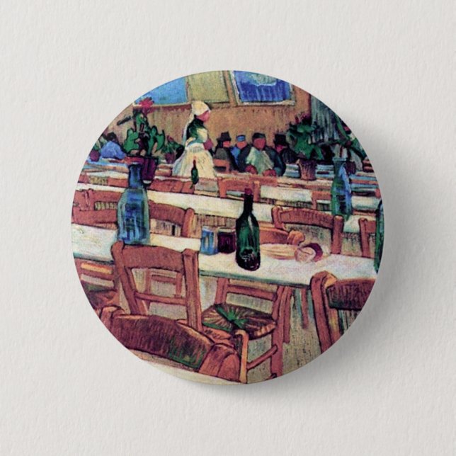 Badge Rond 5 Cm Vincent Van Gogh - Intérieur d'un restaurant (Devant)
