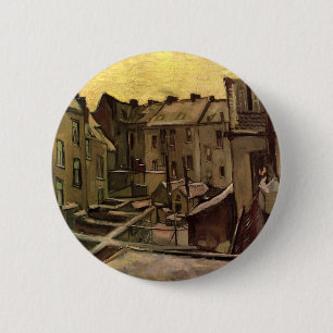 Badge Rond 5 Cm Vincent van Gogh, Les arrière-cours de vieilles ma