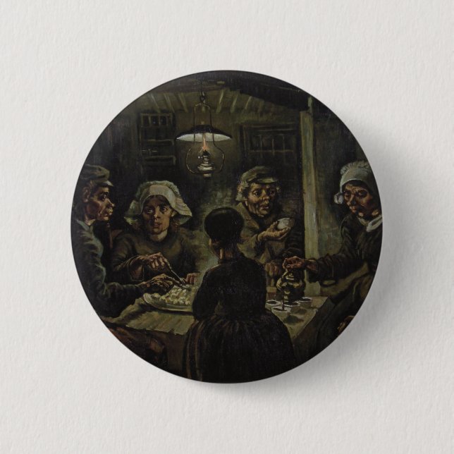 Badge Rond 5 Cm Vincent Van Gogh - Les mangeurs de pommes de terre (Devant)