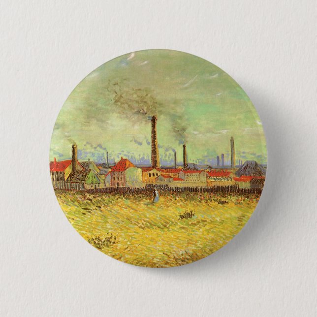 Badge Rond 5 Cm Vincent van Gogh - Les usines à Asnieres (Devant)