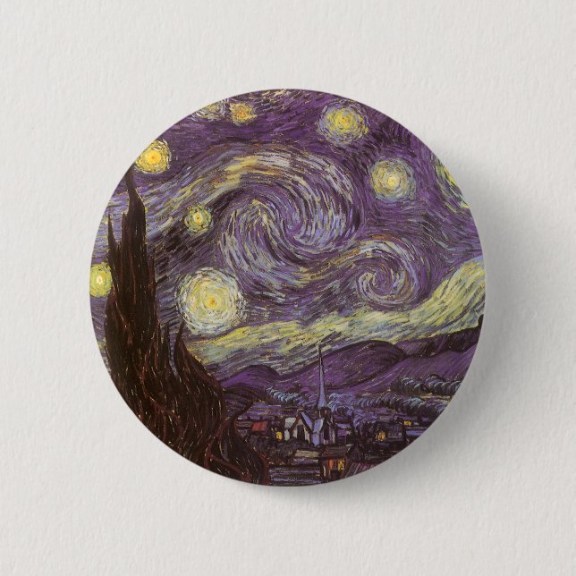 Badge Rond 5 Cm Vincent van Gogh - Nuit étoilée (Devant)