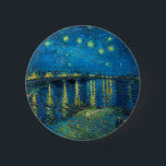 Badge Rond 5 Cm Vincent Van Gogh Starry Night Over the Rhone<br><div class="desc">Le chef-d'oeuvre Van Gogh Starry Night - Un tableau de Vincent Van Gogh,  Starry Night Over the Rhone,  montre une nuit remplie d'étoiles,  et un pont. Peint à Arles France la nuit,  peint en 1888.</div>