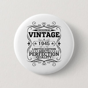 Badge Rond 5 Cm Vintage 1945 80e anniversaire vieilli à la perfect
