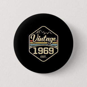 Badge Rond 5 Cm Vintage 1969 Est 52e cadeau d'anniversaire