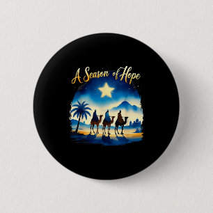 Badge Rond 5 Cm Vintage A Season Of Hope Noël Jésus Foi 3 R