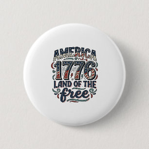 Badge Rond 5 Cm Vintage America 1776 Terre de liberté conception d