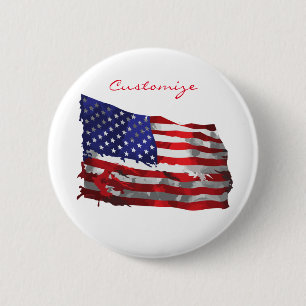 Badge Rond 5 Cm Vintage American Flag Thunder_Cove