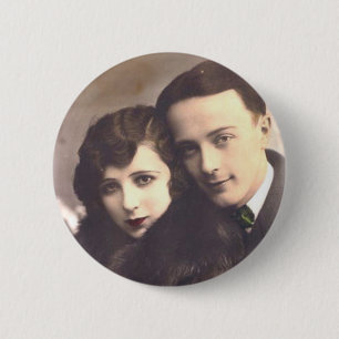 Badge Rond 5 Cm Vintage Antique Romantique Couples Cartes et Cadea