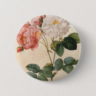 Badge Rond 5 Cm Vintage Art Pink Rose Flower Pinback Button