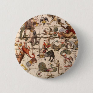 Badge Rond 5 Cm Vintage Astronomy, Star Map by Johannes van Keulen