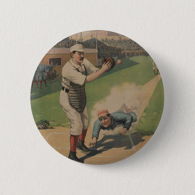 Badge Rond 5 Cm Vintage Baseball Poster Button (Devant)
