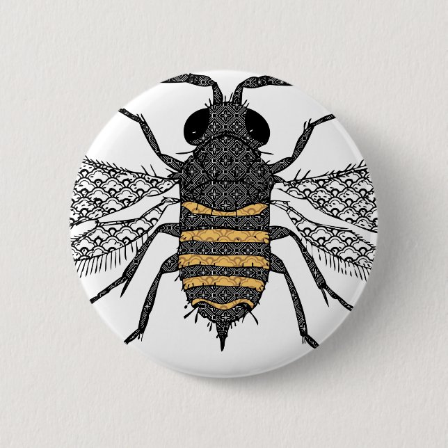 Badge Rond 5 Cm vintage bee (Devant)