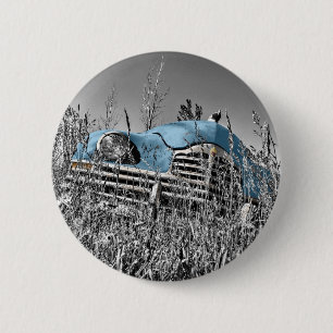 Badge Rond 5 Cm vintage blue car