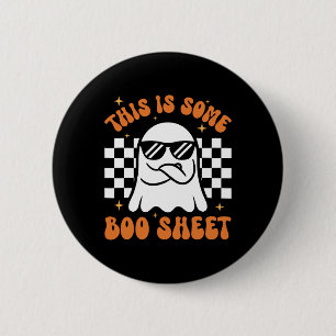 Badge Rond 5 Cm Vintage Boo Funny Halloween Fantôme Ceci Est Hallo