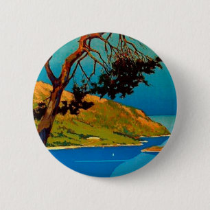 Badge Rond 5 Cm Vintage California Coast Travel