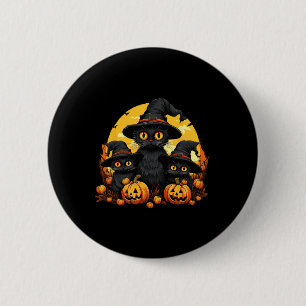 Badge Rond 5 Cm Vintage Chat noir Halloween Citrouille Funny Chat