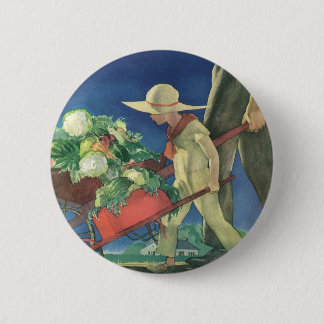 Badge Rond 5 Cm Vintage Child, Organic Gardening; Victory Garden