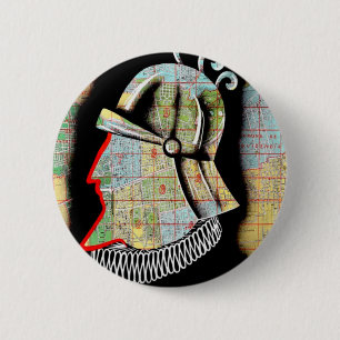 Badge Rond 5 Cm Vintage Chili Santiago Voyage