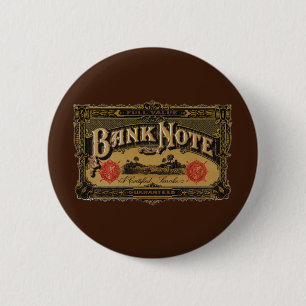 Badge Rond 5 Cm Vintage Cigar Étiquette Art, Bank Note Money Finan