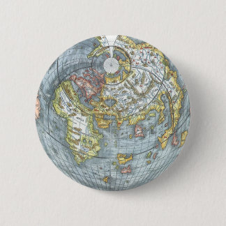 Badge Rond 5 Cm Vintage Coeur en forme d'antiquité carte du monde