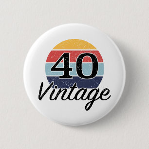 Badge Rond 5 Cm Vintage coucher du soleil du 40e anniversaire
