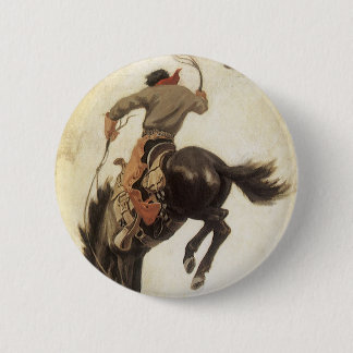 Badge Rond 5 Cm Vintage Cowboy, Bronco Buster Study par NC Wyeth